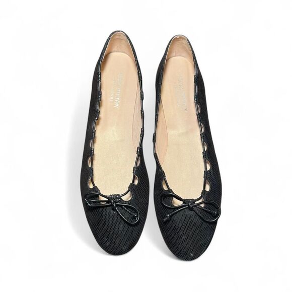 Nicky Hilton X French Sole Women's Black  Viper Print Ballet shoes Size 11B - Picture 1 of 8